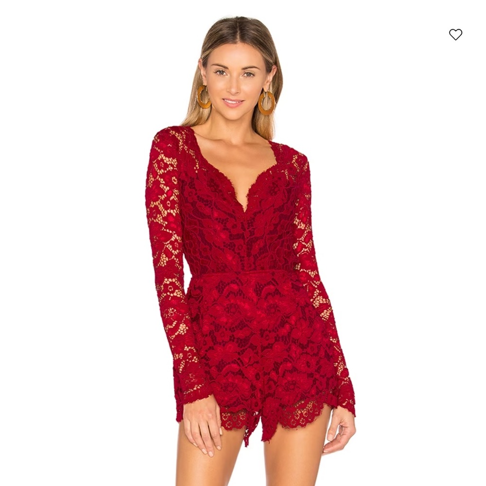 Lovers and Friends Eve Red Lace Romper